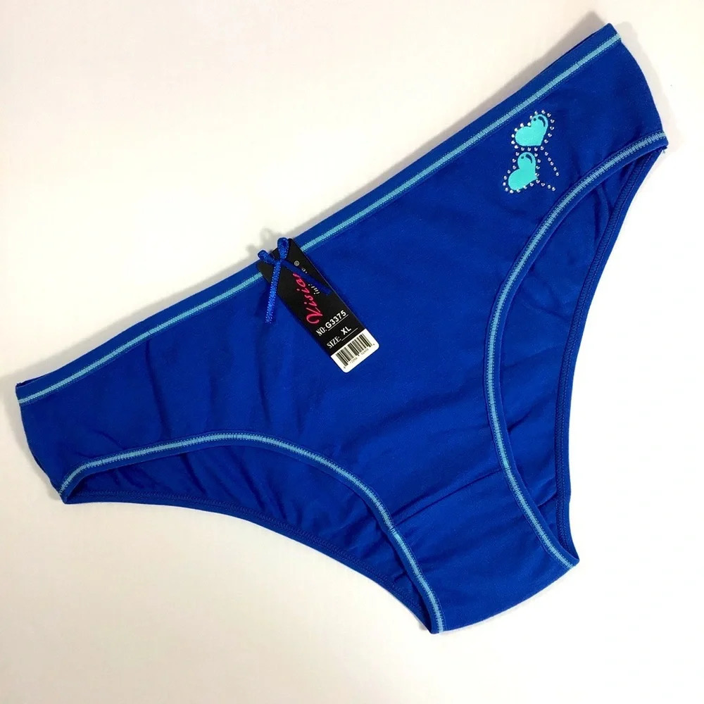Vision Intimate Bling Blue Hearts Panties Underwear - Size XL
